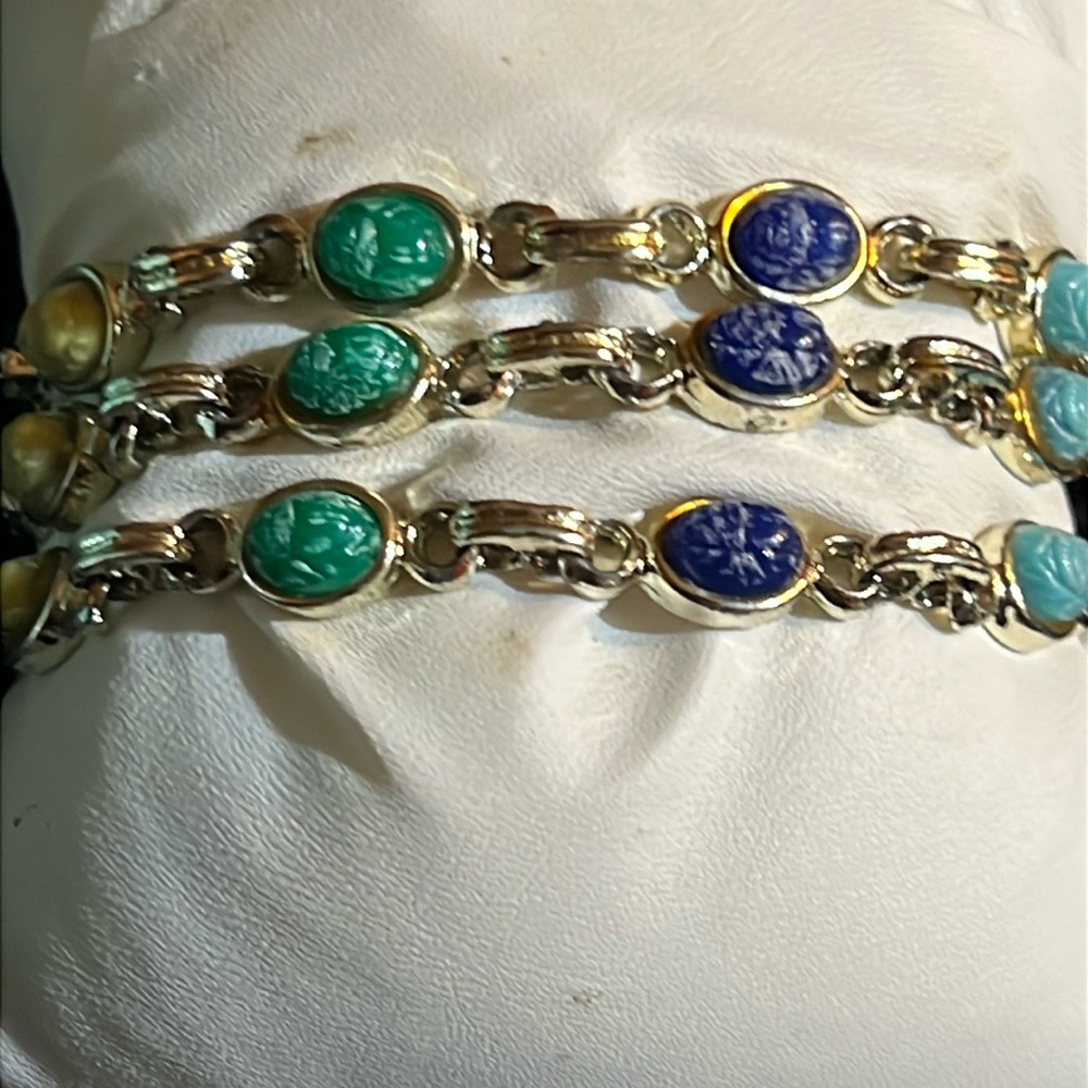 Vintage 3 strand cabochon bracelet
